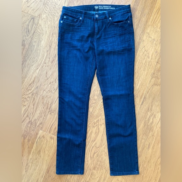 GAP REAL STRAIGHT Dark wash Jeans Sz 6 - Picture 1 of 7